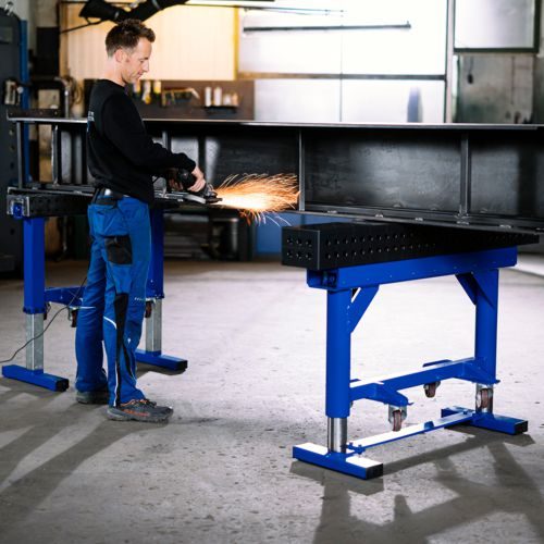 Coppia cavalletti da officina regolabili con ruote